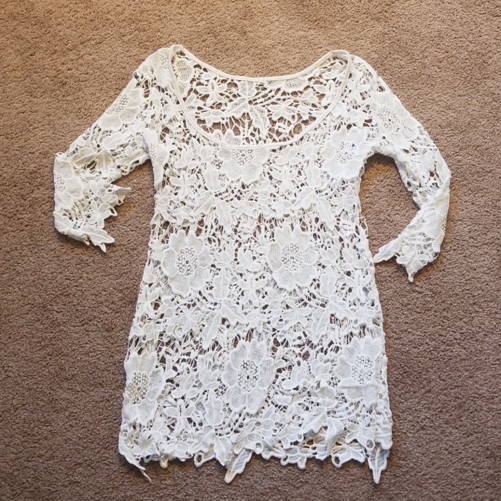 White lace swimsuit cover-up